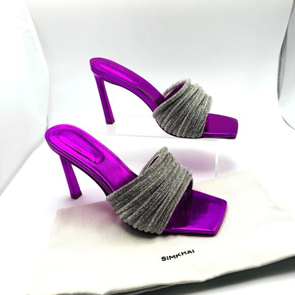 Jonathan Simkhai Crystal Embellishments Fuchsia Party Slides size 38 - Picture 8 of 15